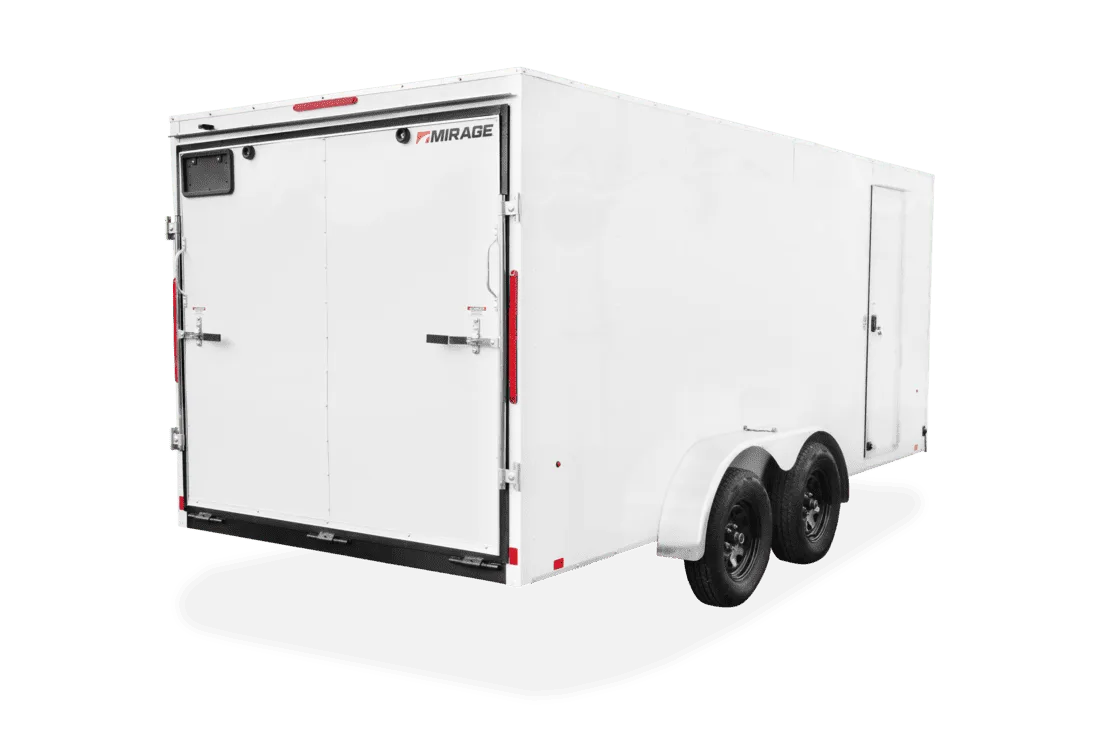 Rear cargo doors of a Mirage XPO enclosed trailer
